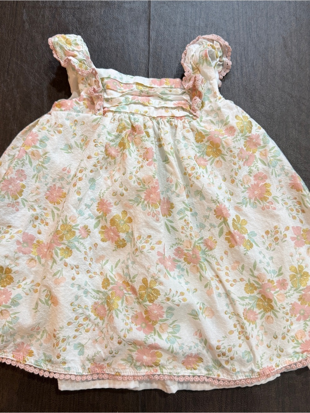 Cupcakes and Cashmere Baby Girl Floral Print Dress with Pink Accents Sz 18 M